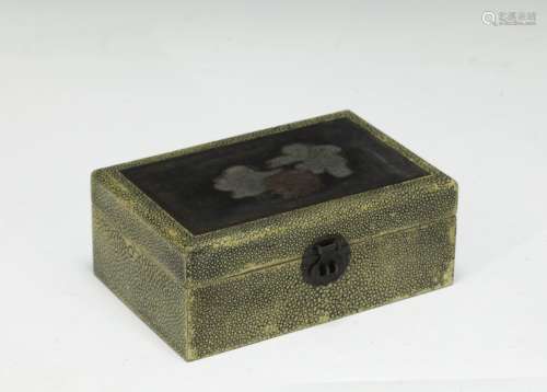 A Chinese Leather Covered Jewelry Box