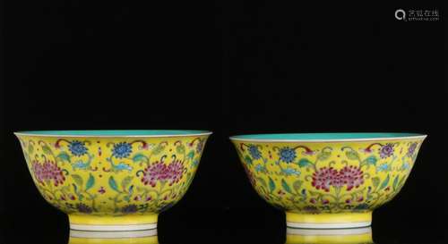 Pair of Chinese Famille Rose Bowls