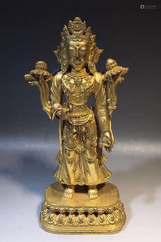 Chinese Gilt Bronze Standing Buddha