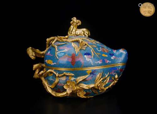 Chinese Cloisonne Covered Box, Marked