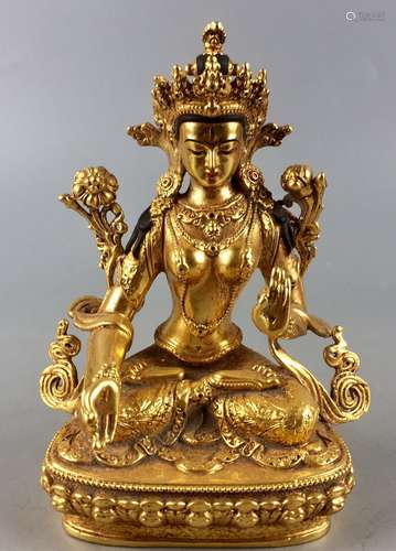 Chinese Gilt Bronze Seating Buddha