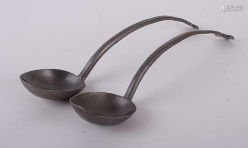 Pair of Late Qing Period Chinese Pewter Spoons