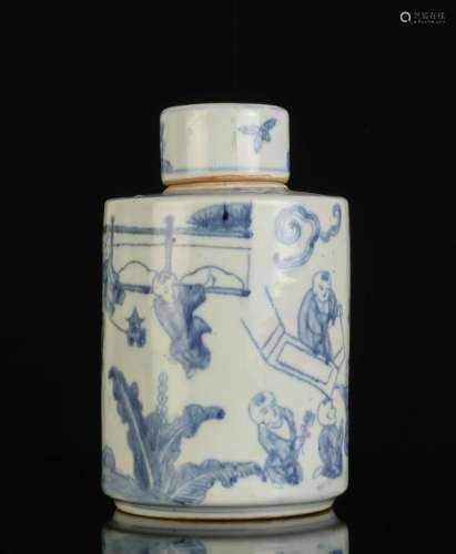 Chinese Blue/White Porcelain Tea Caddy