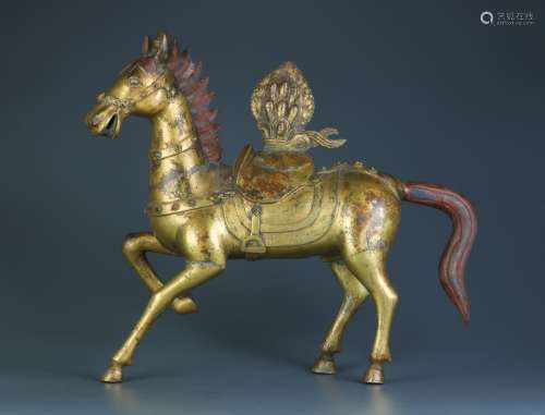 Chinese Gilt Bronze Horse