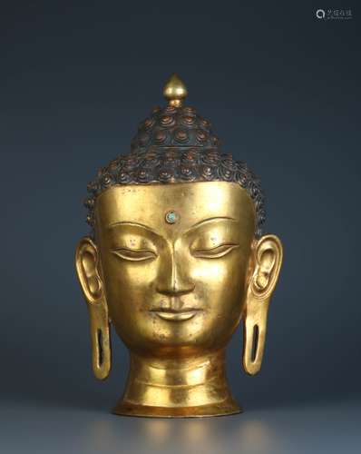 Chinese Gilt Bronze Buddha Head