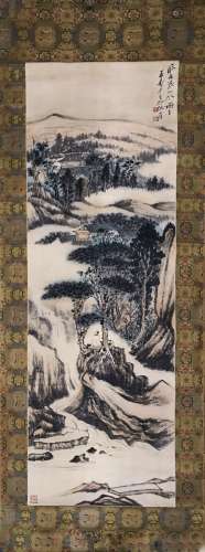 Chinese Landscape Scroll Painting,Attribute to Zh