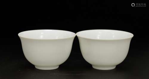 Pair of Chinese White Glazed Porcelain Cup