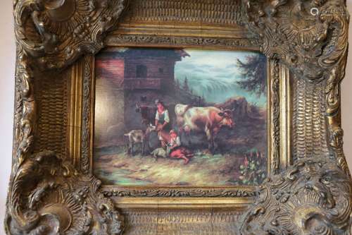 Oil on Porcelain French Painting, SIgned 