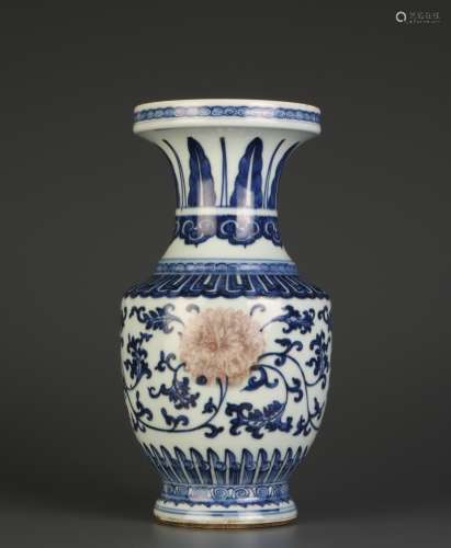 Chinese Blue/White Copper Red Porcelain Vase