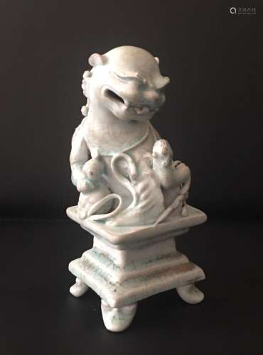 Chinese Celadon Glazed Porcelain Lion