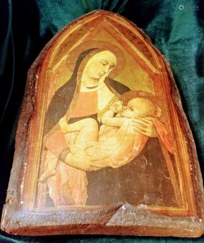 Antique Italian Icon of the Milk Nursing MotherGod