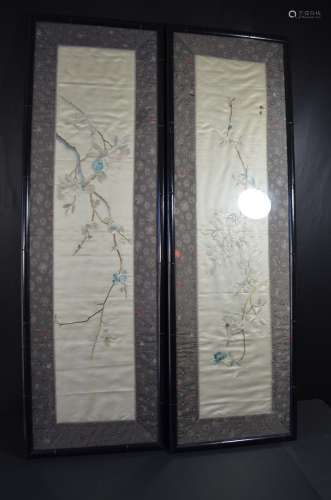 Pair of Chinese Embroidery with Frame