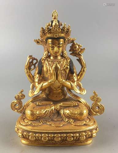 Chinese Gilt Bronze Seated Buddha