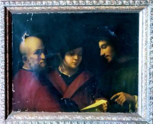 Antique 19c Oil on Canvas of the three Noble men O