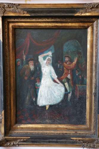 Judaica Wedding Oil on Board Painting