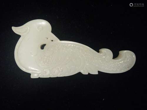 Chinese White Jade Carved Bird