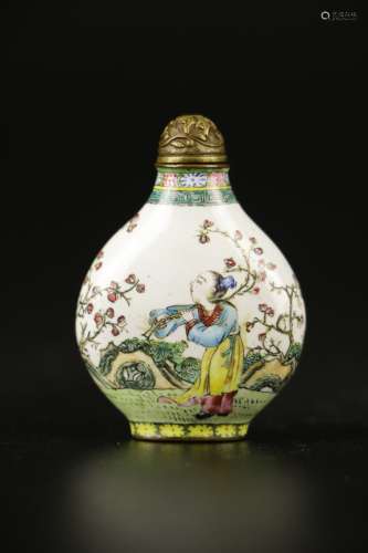 18th C. Chinese Enamel Bronze Snuff Bottle