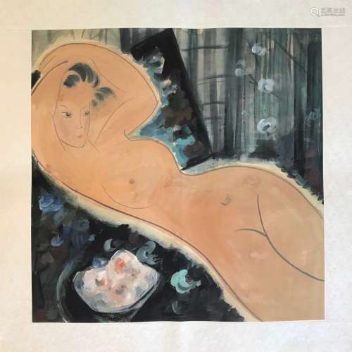 A Painting of Nude Lady, attribute to Lin, Fengmi