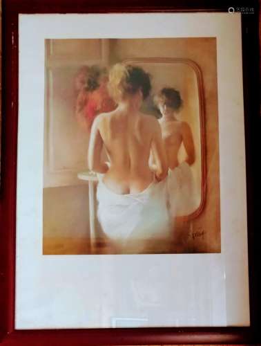 Domingo Alvarez signed Print of the nude woman.Fra