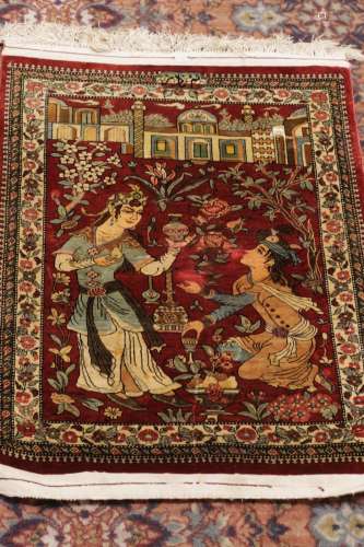 Fine Silk Handmade Persian Pictorial Rug