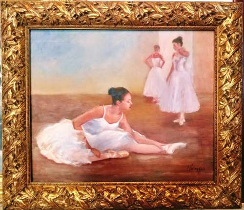 Oil on canvas of the three Ballerinas.