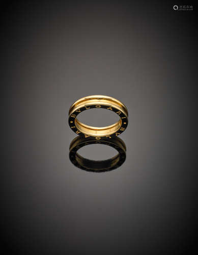 *BULGARIYellow gold large wedding band, with logo, g 8.71 size 21/61.