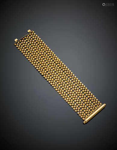 Yellow gold modular link bracelet, g 75.50, length cm 18, h cm 4.30 circa. Marked 78V OFO (defects)