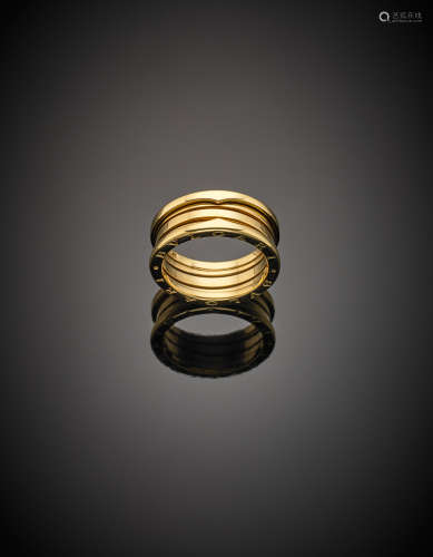 *BULGARIYellow gold large logoed spring wedding band,  g 11.84 size 24/64.