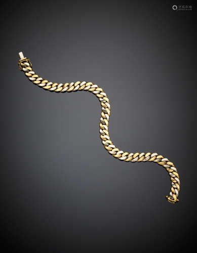 White and yellow gold groumette mesh bracelet g 32.01, length cm 18.90 circa.