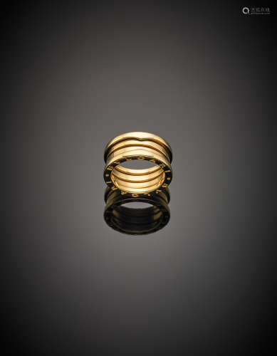 *BULGARIYellow gold small spring wedding band, with logo g 9.28 size 11/51.