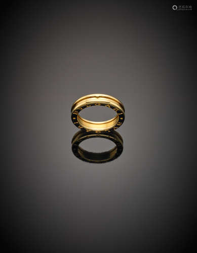 *BULGARIYellow gold medium wedding band, with logo, g 6.91 size 15/55.