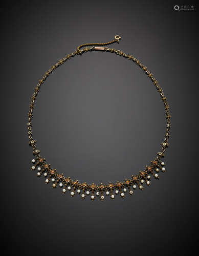 9K yellow gold coloured enamel necklace, g 17.51, length cm 43.80 circa.