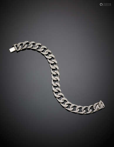 WEINGRILL VERONAWhite gold diamond-set link chain bracelet, g 54.80, length cm 19 circa. Marked W and 