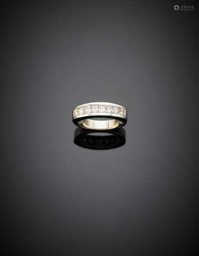 White gold radiant cut diamond ring, g 9.95 size 6/46.
