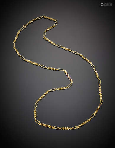 Yellow gold necklace with lozenge spacers, g 50.08, length cm 92 circa.