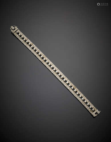 Platinum and white gold diamond bracelet, g 31.60, length cm 17 circa.