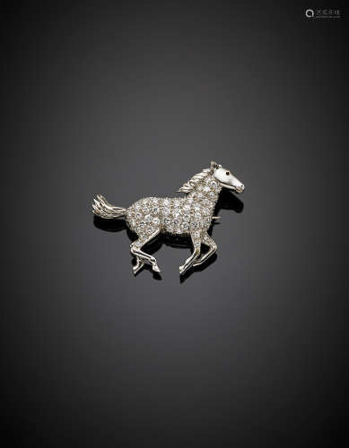 White gold diamond horse brooch, g 9.13, length cm 3.80 circa.