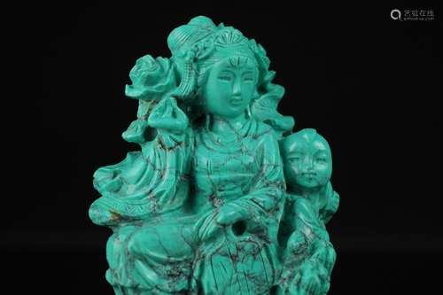 A Chinese turquoise figural carving,