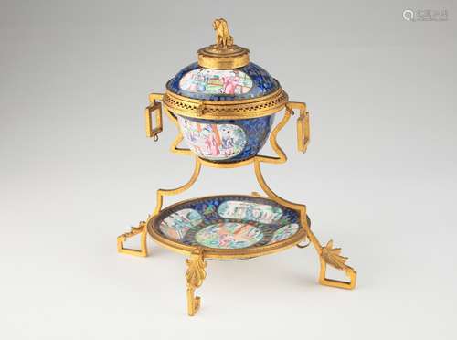 Ormolu mounted Chinese Canton enamel covered cup,