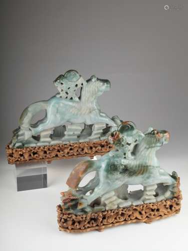 Impressive pair of large old Chinese jade horses,