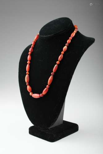 A very old string of Chinese carnelian beads