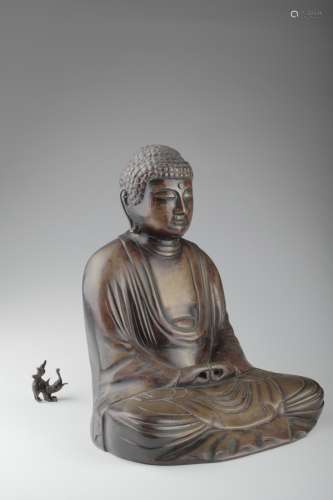 Japanese cast bronze seated Buddha