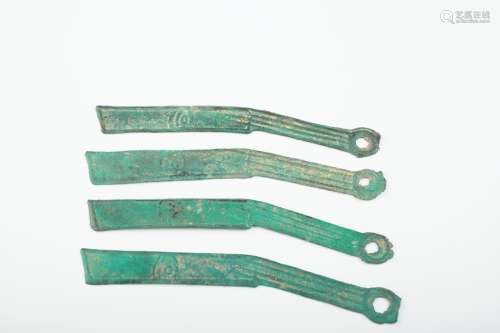 Four Chinese archaic bronze knife coins,