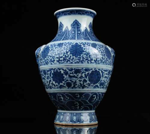 An old Chinese blue and white porcelain vase