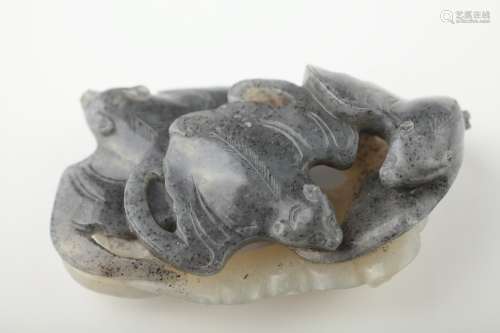 An old Chinese black and white jade carving,