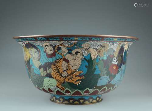 A very large chinese cloisonne bowl,