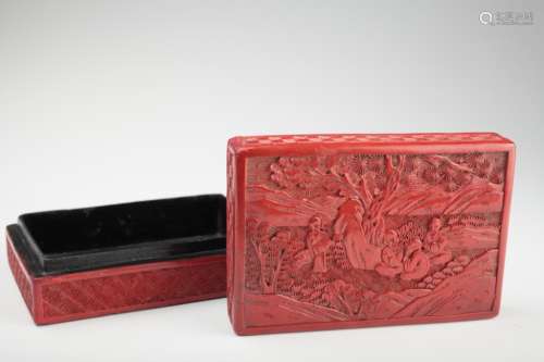 Chinese cinnabar lacquer rectangular box and cover