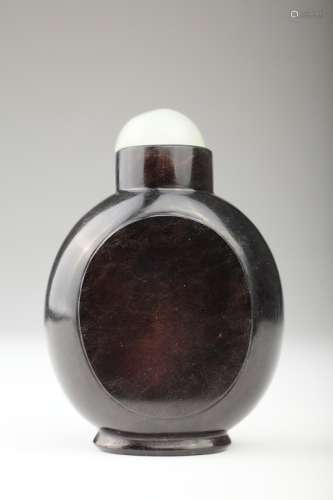 A Chinese black smokey quartz snuff bottle,