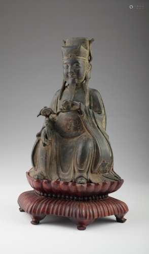 Chinese bronze of seated scholar official Zhang,