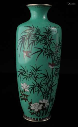 A Japanese silver wire cloisonne vase,